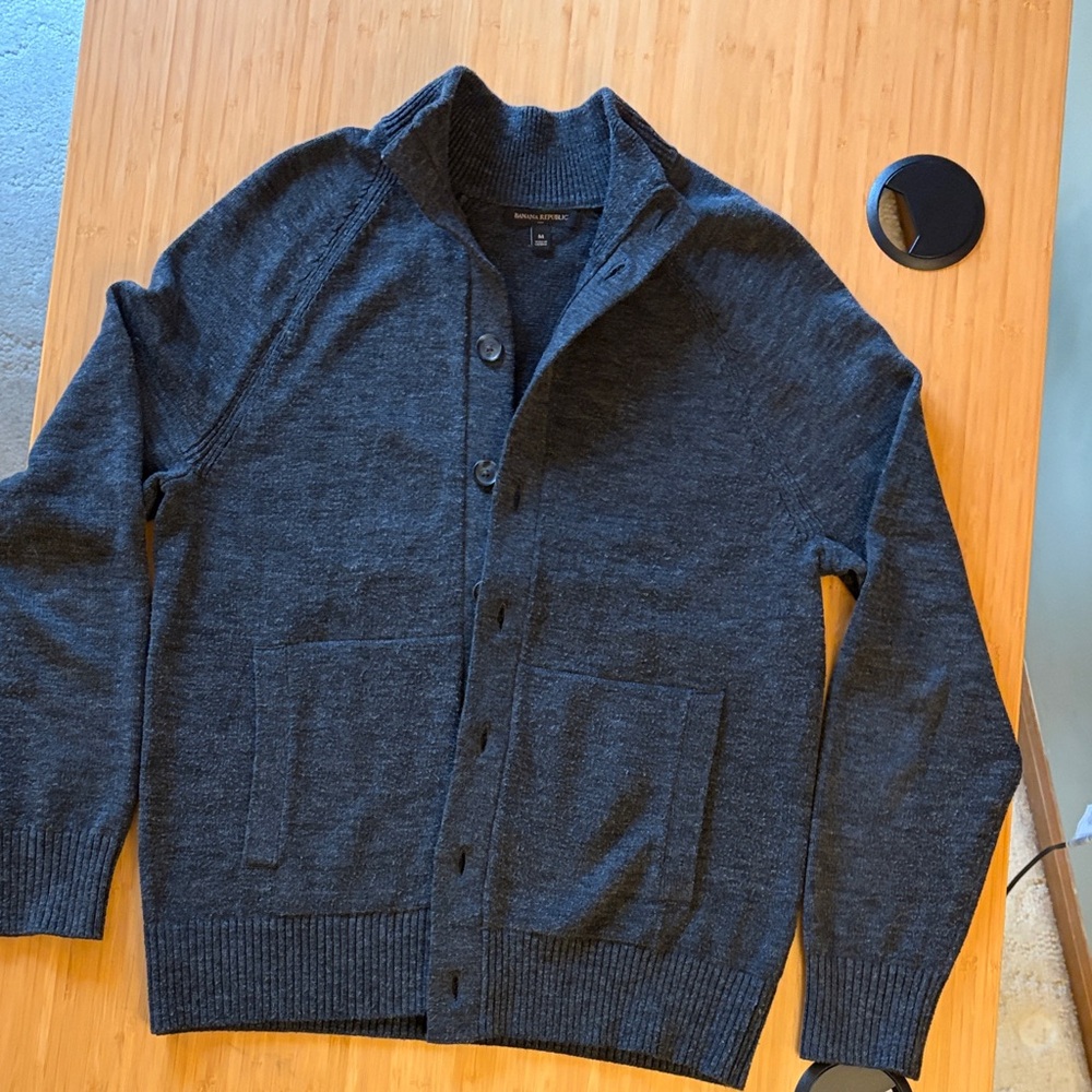 Banana Republic Men's Dark Gray Cardigan